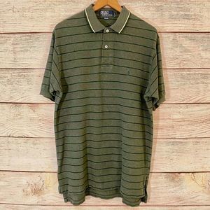 *BOGO*Vtg Polo Ralph Lauren Gray & Green Striped Short Sleeve Mesh Polo Shirt L